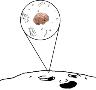 😦 brain, face, meme, thinking, cartoon telegram sticker