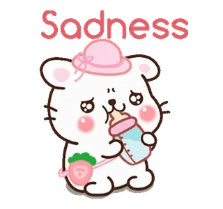 🥺 Sadness triste, lindo, dibujos animados, bebé, biberón, rosa whatsapp sticker