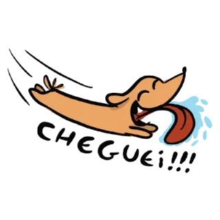 ☺️ CHEGUEI!!!! cão, desenho animado, animal, animal de estimação, animado, correndo whatsapp sticker
