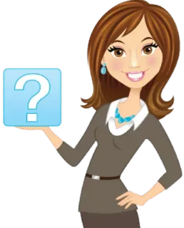 ❓ question, femme, dessin animé, illustration, personnage, fille, demander telegram sticker