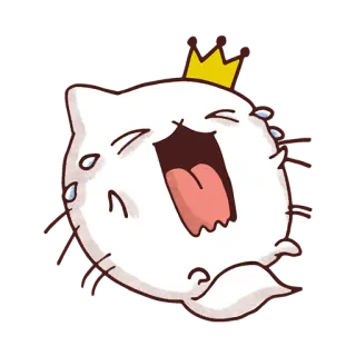 😭 cat, crying, emoji, king, crown, kawaii, cartoon, sticker whatsapp sticker