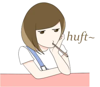 😖 huft~ fille anime, dessin animé, ennuyé, mignon, boudeur telegram sticker