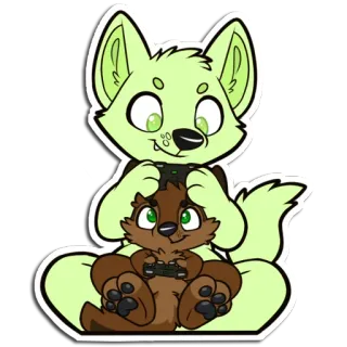 🎮 furry, gaming, cute, video games, anthropomorphic, controller, friends, gamer telegram sticker