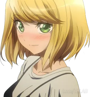 😊 Аниме, Девушка, Блондинка, Милая, Мультфильм, Персонаж, Стикер telegram sticker