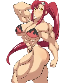 💪 Yoko Littner Gurren Lagann anime, fanart, muscle, bikini, female, character telegram sticker