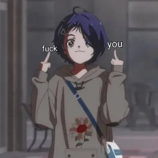 🌟 fuck you Anime, Stinkefinger, Beleidgend, Cartoon, Schimpfwort telegram sticker