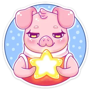 ⭐️ cerdo, lindo, dibujos animados, animal, estrella, kawaii, rosa telegram sticker