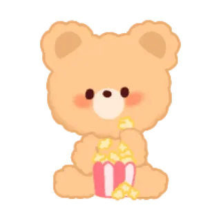 🐻 urso, desenho animado, fofo, animal, pipoca telegram sticker