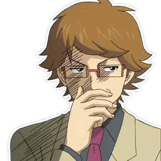 🤔 Anime, Homem, Personagem, Óculos, Desenho animado telegram sticker