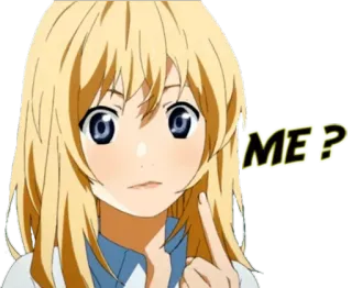 😳 ME? Anime, Pergunta, Fofa, Garota, Cabelo Loiro, Desenho animado telegram sticker