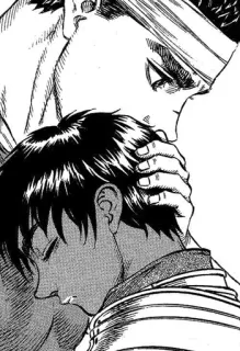 🖤 manga, anime, comfort, affection, guts, berserk whatsapp sticker