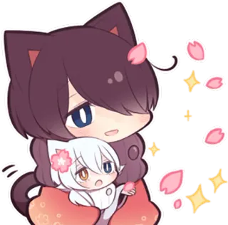 🌷 Anime, Kawaii, Carino, Ragazza gatto, Sakura, Scintille whatsapp sticker