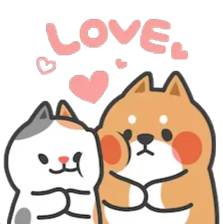 ❤ LOVE cat, dog, love, cute, cartoon, animals whatsapp sticker