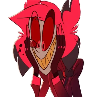 😁 Alastor Hazbin Hotel setan, radio, merah, senyum, jahat telegram sticker
