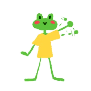 👋 rana, cartone animato, bizzarro, carino, animato, personaggio whatsapp sticker