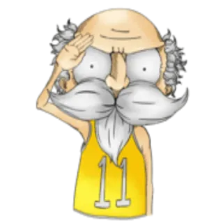 💂‍♂ cartoon, character, old man, salute, funny, expression, number 11 telegram sticker