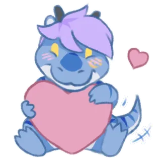 💜 恐竜, ハート, かわいい, 漫画, 動物, 愛, カワイイ, ステッカー telegram sticker