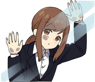 🥺 Аниме, Девушка, Окно, Тянется, Милая, Деловой стиль telegram sticker