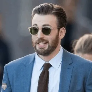🇺🇸 크리스 에반스, 배우, 유명인, 인물 사진, 선글라스, 파란색 정장 telegram sticker