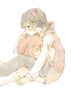 ❤ Anime, Amistad, Lindo, Chicas, Abrazo, Cariño telegram sticker