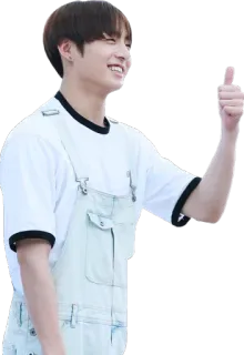 👍 man, thumbs up, smiling, white shirt, person, korean, asian telegram sticker