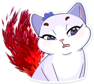❓ gato, adesivo, desenho animado, bravo, roxo, fogo, fofo, animal whatsapp sticker