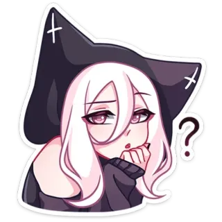 ❔ ? anime, question, girl, cat, cute, sticker, confused telegram sticker