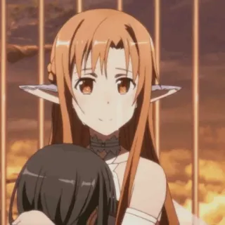💞 Asuna Yuuki Sword Art Online anime, sword art online, asuna, hug, friendship whatsapp sticker