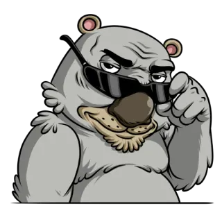 😎 หมี, แว่นกันแดด, การ์ตูน, สัตว์, เท่, ตัวละคร telegram sticker