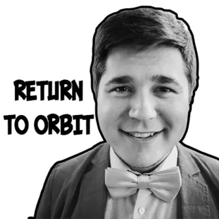 😱 RETURN TO ORBIT космос, возврат, орбита, мужчина, галстук-бабочка, черно-белый, портрет telegram sticker