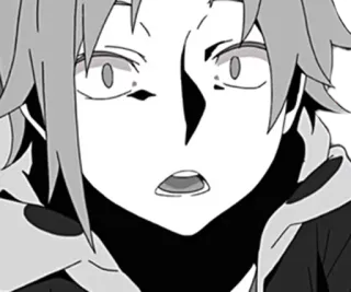 😐 anime, manga, cartoon, portrait, face, expression, shocked, grayscale telegram sticker