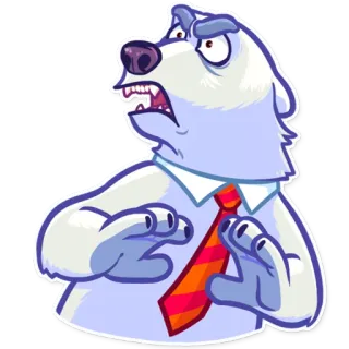 😨 oso polar, animal, dibujo animado, corbata, enojado, jefe whatsapp sticker