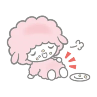 🍕 Мультфильм, Милый, Овца, Сонный, Розовый, Персонаж whatsapp sticker