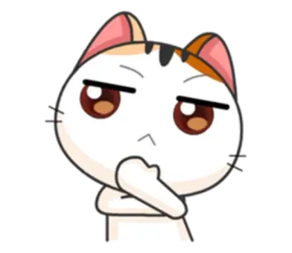 🤔 chat, pensif, dessin animé, animal, confus, mignon, mème whatsapp sticker
