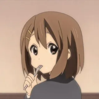 🍴 Yui Hirasawa K-On! Anime, Fofo, Garota, Comendo, Garfo, Personagem, Yui Hirasawa telegram sticker