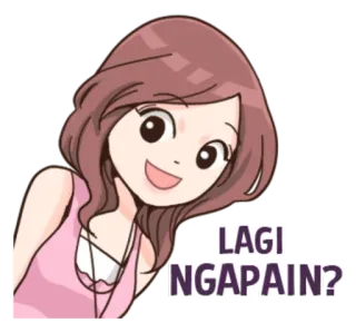 🤔 LAGI NGAPAIN? Mädchen, Cartoon, Frage, Indonesisch telegram sticker