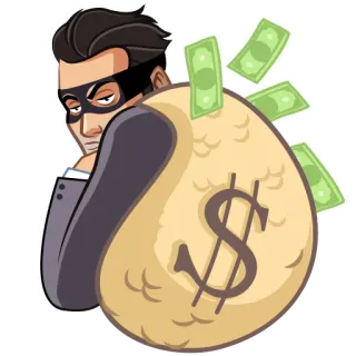💰 деньги, грабитель, маска, кража, преступление, доллар whatsapp sticker