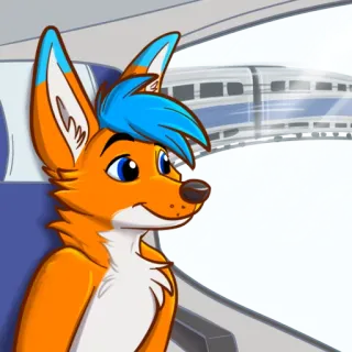 🚆 renard, animal, dessin animé, personnage, train, voyage, poilu whatsapp sticker