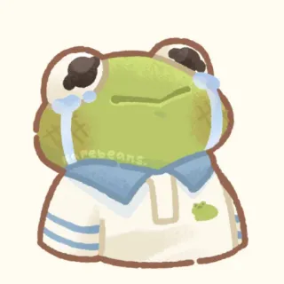 ✨ rebeans. rã, chorando, triste, desenho animado, ilustração, kawaii, verde telegram sticker