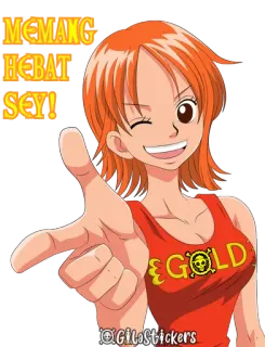 👈 Nami One Piece MEMANG HEBAT SEY! อนิเมะ, ผู้หญิง, วันพีซ, นามิ, โจรสลัด, ผจญภัย telegram sticker