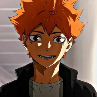 😄 Hinata Shoyo Haikyuu anime, hinata shoyo, haikyuu, volleyball, cartoon, orange hair, smile, sports telegram sticker