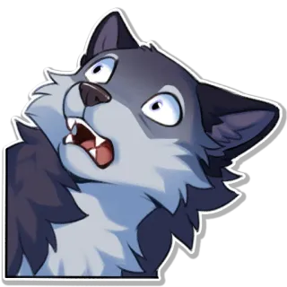 😨 หมาป่า, กลัว, ตกใจ, การ์ตูน, สัตว์ telegram sticker