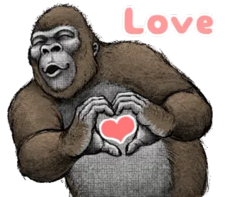 ❤ Love gorila, amor, coração, animal telegram sticker
