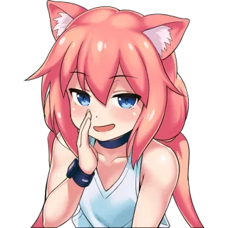 😏 anime girl, cat ears, kawaii, cute, manga, pink hair, female telegram sticker