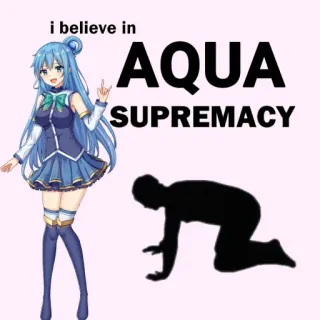 🙇 Aqua Konosuba i believe in AQUA SUPREMACY Аниме, Konosuba, Аква, Превосходство, Вайфу, Оскорбительный жест telegram sticker