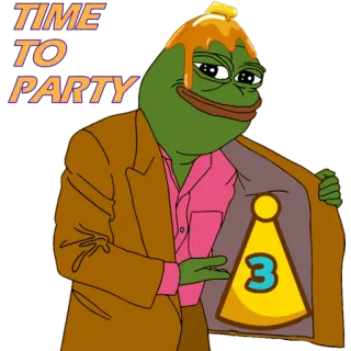 🍾 Pepe TIME TO PARTY เปเป้, ปาร์ตี้, ฉลอง, กบ, มีม, ขำขัน telegram sticker