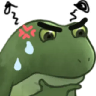 🤔 enojado, frustrado, dibujos animados, verde, sudor whatsapp sticker