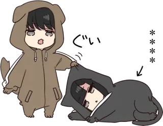 😤 ぐい Anime, Cartone animato, Carino, Cane, Gatto, Tirando telegram sticker