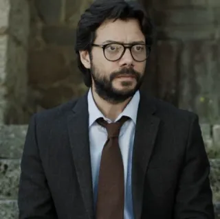 😐 Professor Money Heist Professeur, La Casa de Papel, La Casa de Papel, personnage, série, lunettes telegram sticker
