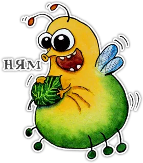🍔 ням inseto, bicho, fofo, desenho, comendo, feliz telegram sticker